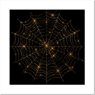 Gold Spiders web Posters and Art